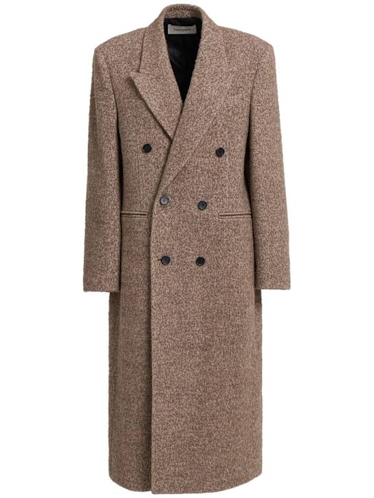 Tonywack: Double-breast textured wool blend coat - Beige - women_0 | Luisa Via Roma