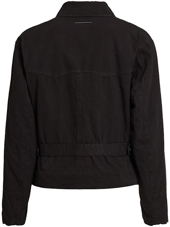 MM6 Maison Margiela: Zipped cotton casual jacket - Black - men_1 | Luisa Via Roma