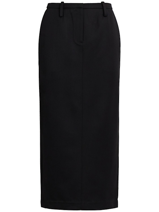 Tonywack: Low-waisted wool blend twill maxi skirt - Black - women_0 | Luisa Via Roma