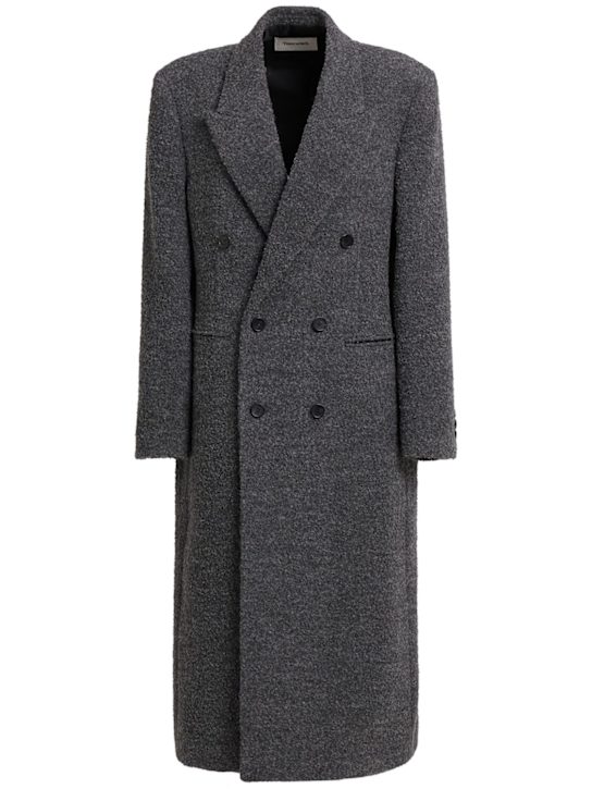 Tonywack: Double-breast textured wool blend coat - Grey - women_0 | Luisa Via Roma