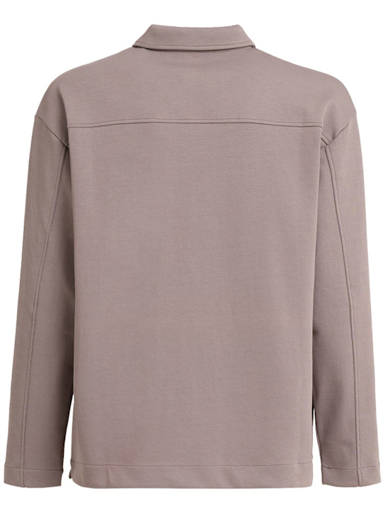 SOTF: Long sleeve cotton blend polo - Grey - men_1 | Luisa Via Roma