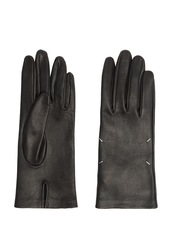 Maison Margiela: Leather gloves - ブラック - women_0 | Luisa Via Roma