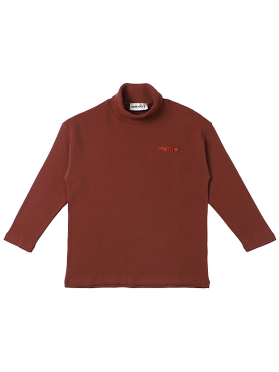Main Story: Organic cotton blend long sleeve t-shirt - Brown - kids-boys_0 | Luisa Via Roma
