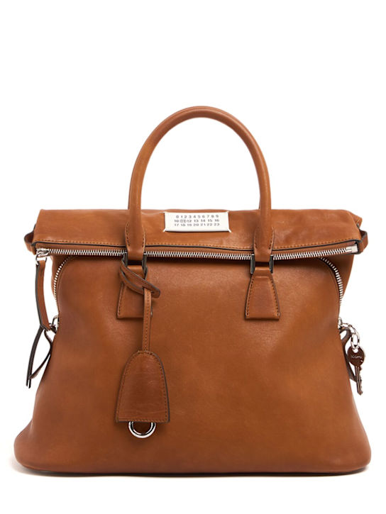 Maison Margiela: 5AC loved to death medium leather bag - Cognac - men_0 | Luisa Via Roma