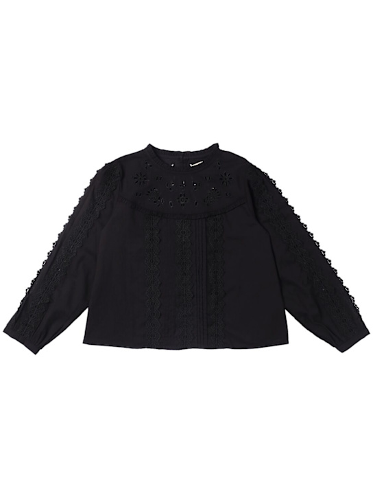 The New Society: Cotton shirt - ブラック - kids-girls_0 | Luisa Via Roma