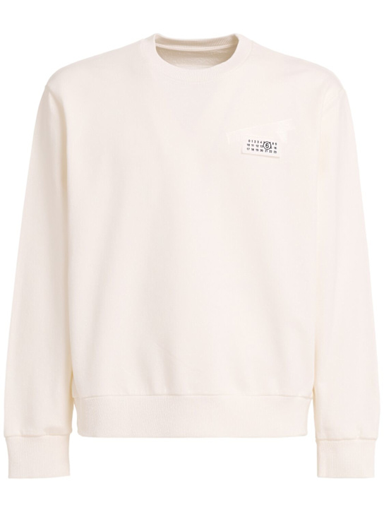 MM6 Maison Margiela: Tape logo cotton sweatshirt - men_0 | Luisa Via Roma