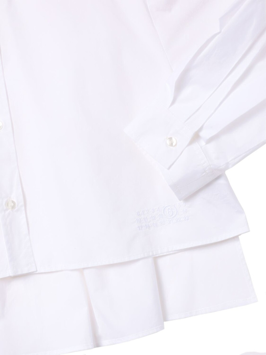 MM6 Maison Margiela: Embroidered cotton poplin shirt - ホワイト - kids-girls_1 | Luisa Via Roma