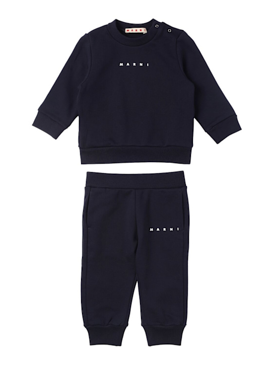 Marni Junior: Printed cotton sweatshirt & sweatpants - Blue - kids-girls_0 | Luisa Via Roma