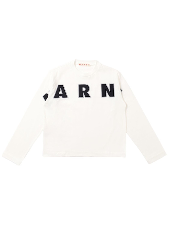Marni Junior: Printed cotton jersey t-shirt - ホワイト - kids-girls_0 | Luisa Via Roma