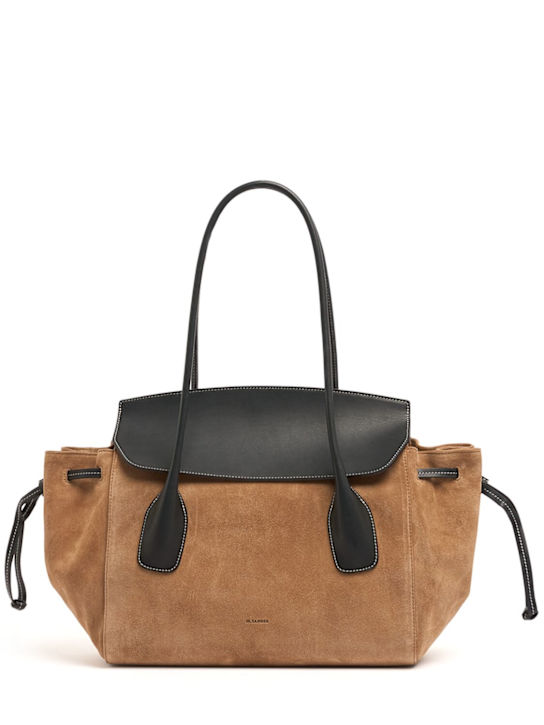 Jil Sander: Small Voyage suede bag - Tobacco - women_0 | Luisa Via Roma