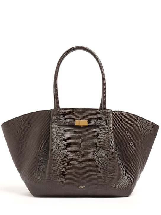 DeMellier: The New York embossed leather tote bag - Espresso Lizard - women_0 | Luisa Via Roma