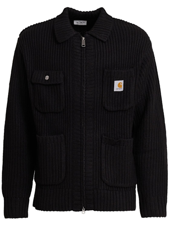 Carhartt WIP: Chore knit jacket - Black / Black - men_0 | Luisa Via Roma