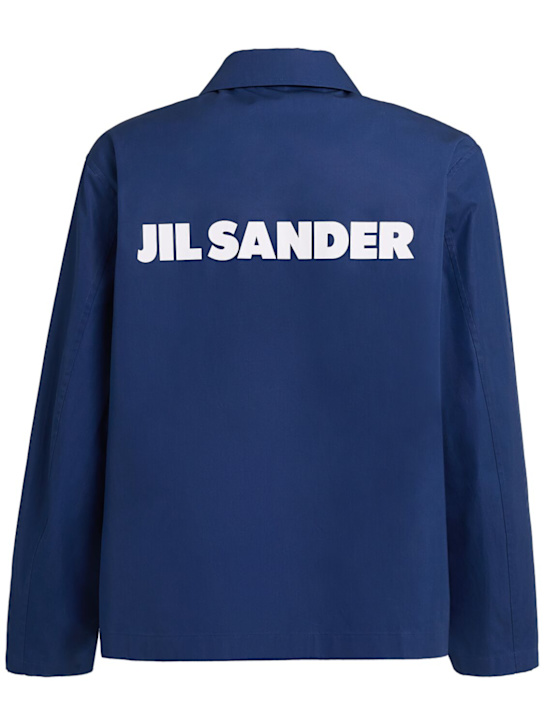 Jil Sander: Logo cotton overshirt - Blue - men_1 | Luisa Via Roma