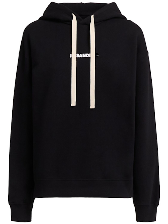 Jil Sander: Logo hooded cotton sweatshirt - Black - women_0 | Luisa Via Roma