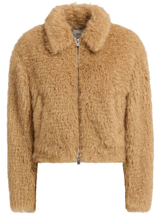 Tonywack: Cropped plush jacket - Beige - women_0 | Luisa Via Roma
