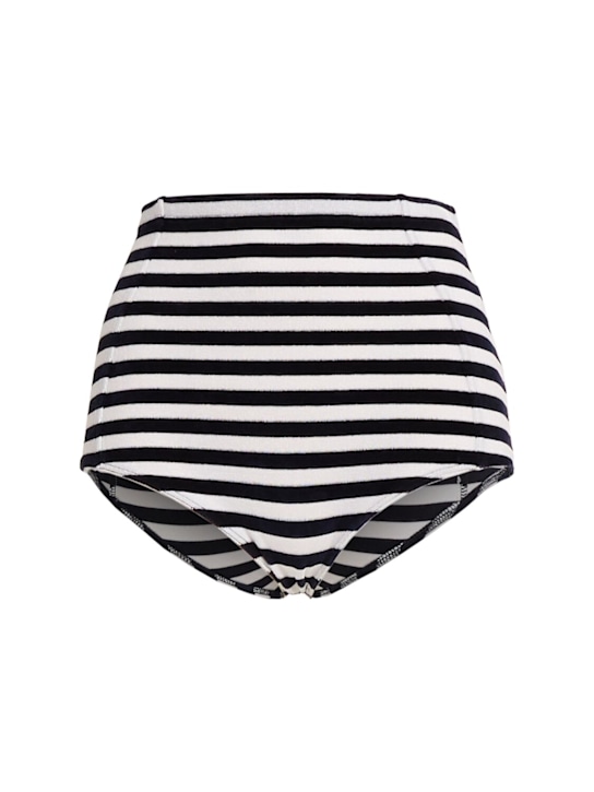 Fiorucci: Striped cotton blend mini shorts - women_0 | Luisa Via Roma