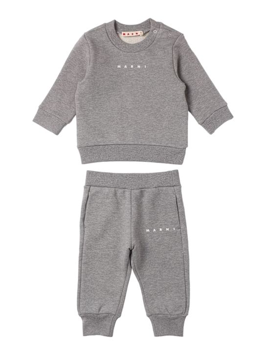 Marni Junior: Felpa e pantaloni in cotone - Grigio - kids-girls_0 | Luisa Via Roma