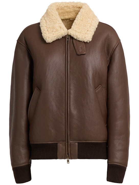Tonywack: Shearling leather blouson jacket - Brown - women_0 | Luisa Via Roma
