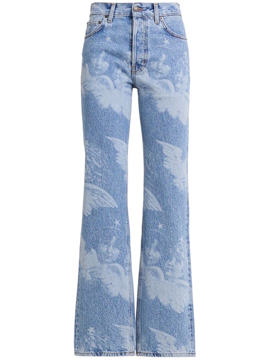 Fiorucci: Angel print straight fit denim jeans - women_0 | Luisa Via Roma