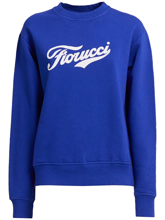 Fiorucci: Varsity logo cotton crewneck sweatshirt - Blue - women_0 | Luisa Via Roma