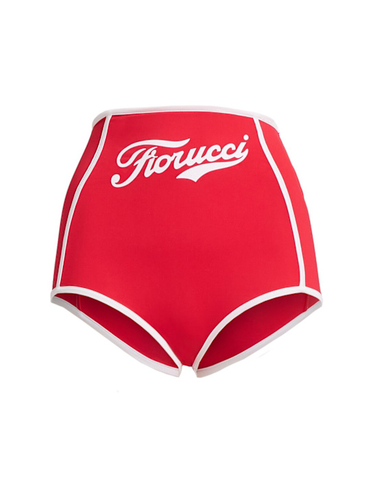 Fiorucci: Varsity logo mini shorts - women_0 | Luisa Via Roma