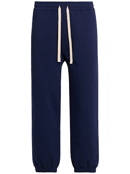 Jil Sander: Compact cotton terry sweatpants - ブルー - men_0 | Luisa Via Roma