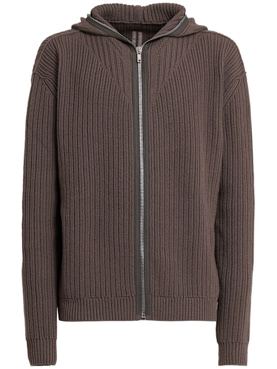 Rick Owens: Zipped wool hoodie - ダスト - men_0 | Luisa Via Roma