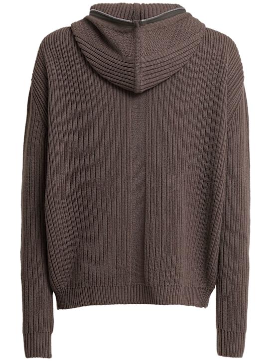Rick Owens: Zipped wool hoodie - ダスト - men_1 | Luisa Via Roma