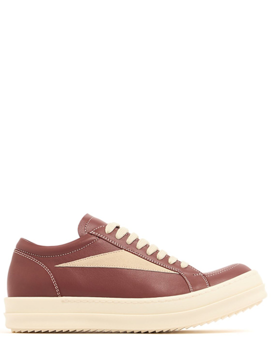 Rick Owens: 20mm Bumper Vintage leather sneakers - Rosewood/Milk - women_0 | Luisa Via Roma