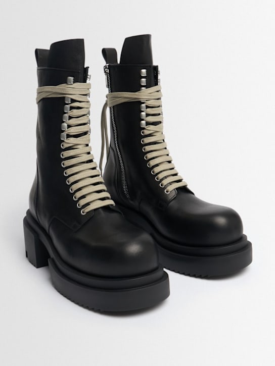 Rick Owens: Bogun lace-up leather boots - Black - men_1 | Luisa Via Roma