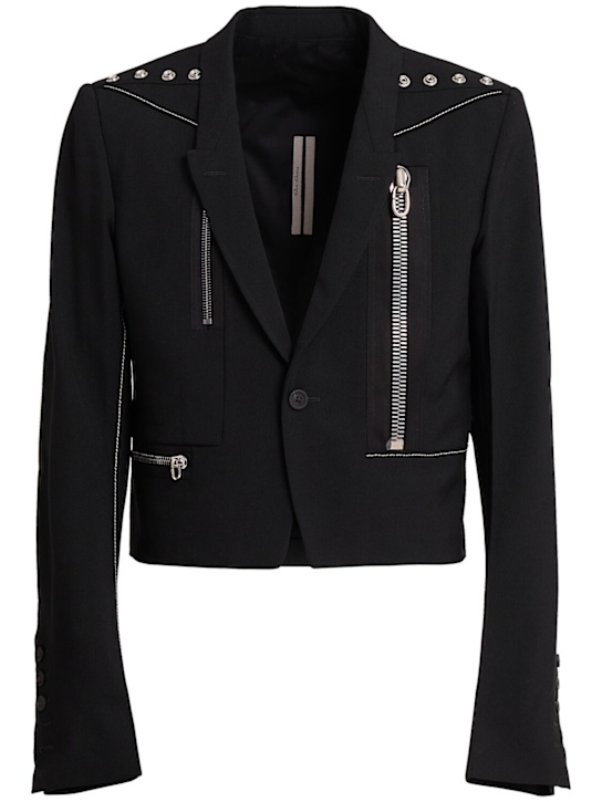 Rick Owens: Blazer aus Grain De Poudre „Alice“ - Schwarz - men_0 | Luisa Via Roma