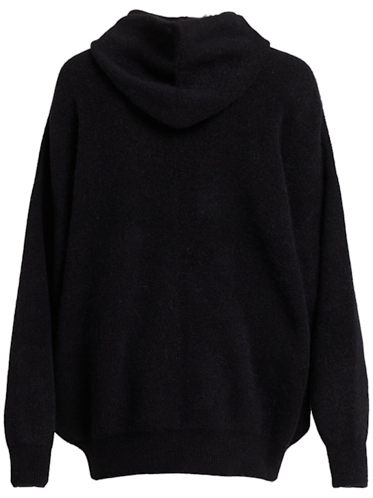 Rick Owens: Hun alpaca blend hoodie - Black - men_1 | Luisa Via Roma