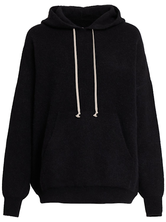 Rick Owens: Hun alpaca blend hoodie - Black - men_0 | Luisa Via Roma