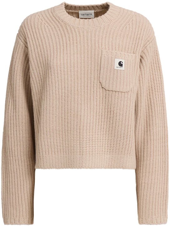 Carhartt WIP: Mira acrylic blend knit crewneck sweater - Beige - women_0 | Luisa Via Roma