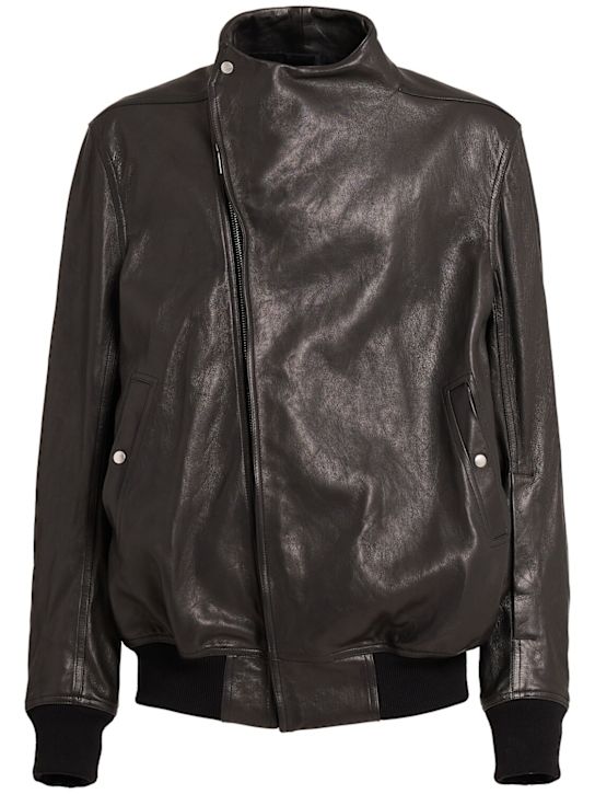 Rick Owens: Hollywood leather flight jacket - Black - men_0 | Luisa Via Roma