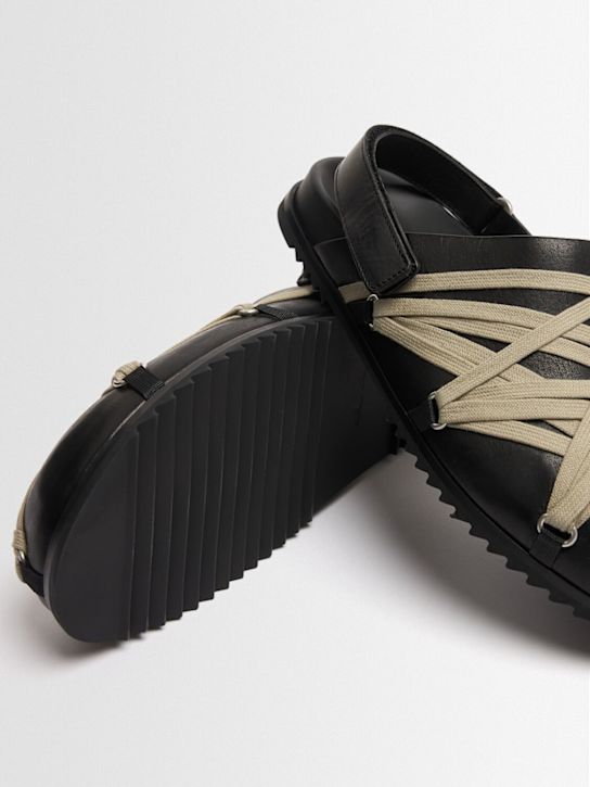 Rick Owens: 30mm Megalace Granola leather mules - Black - women_1 | Luisa Via Roma