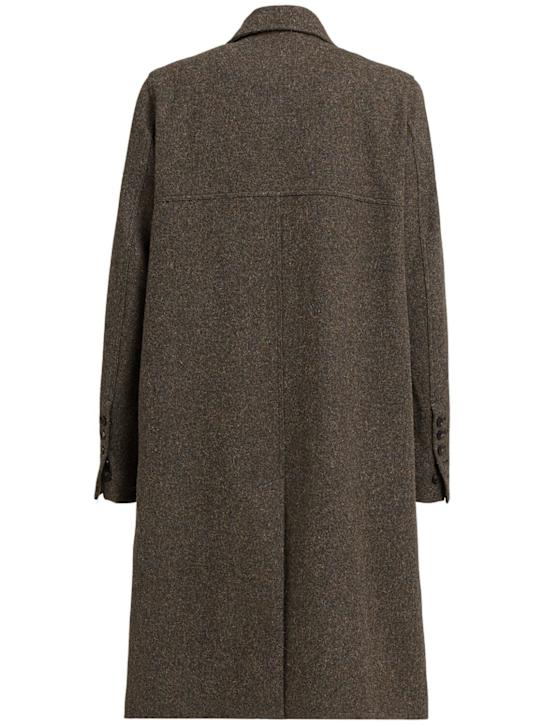 Rick Owens: Officer wool long coat - Bosco - men_1 | Luisa Via Roma