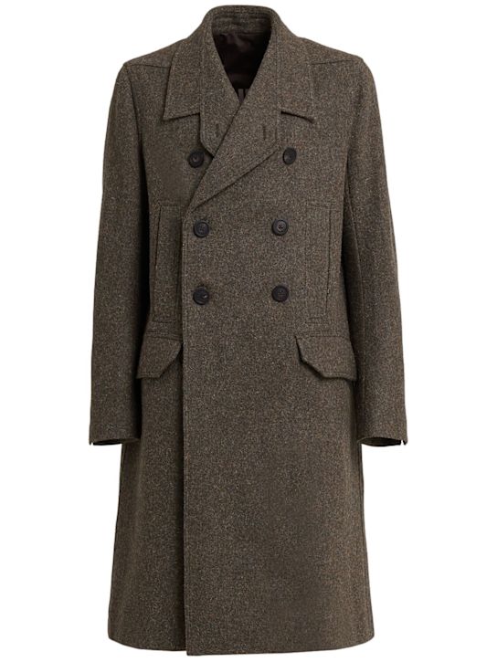 Rick Owens: Officer wool long coat - Bosco - men_0 | Luisa Via Roma