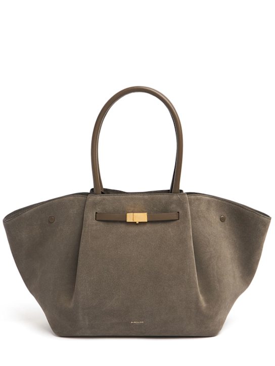 DeMellier: The New York suede tote bag - Deep Olive - women_0 | Luisa Via Roma