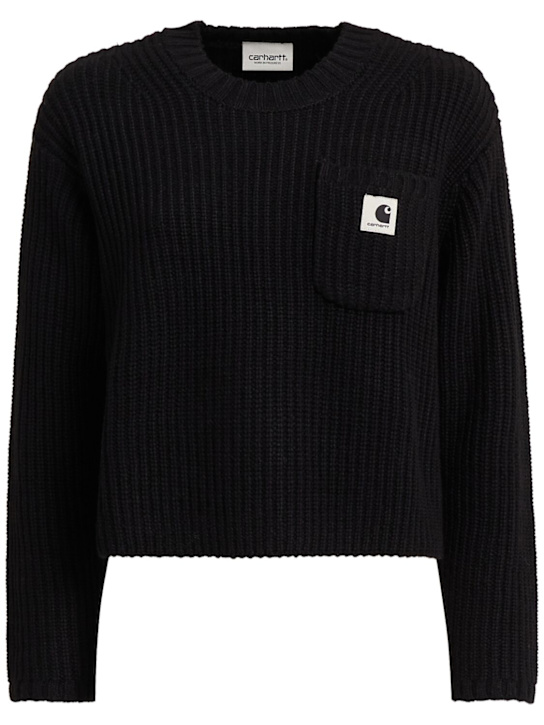 Carhartt WIP: Mira acrylic blend knit crewneck sweater - ブラック - women_0 | Luisa Via Roma
