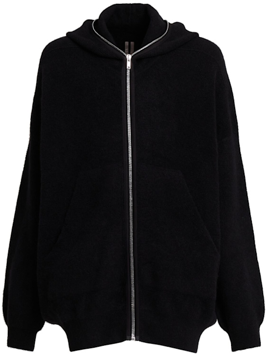 Rick Owens: Gimp alpaca blend hoodie - Black - men_0 | Luisa Via Roma