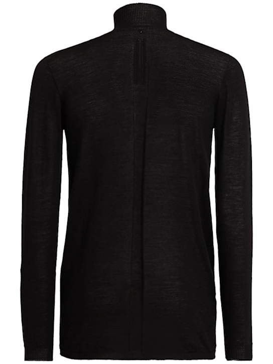 Rick Owens: Level turtleneck wool knit top - Black - men_1 | Luisa Via Roma