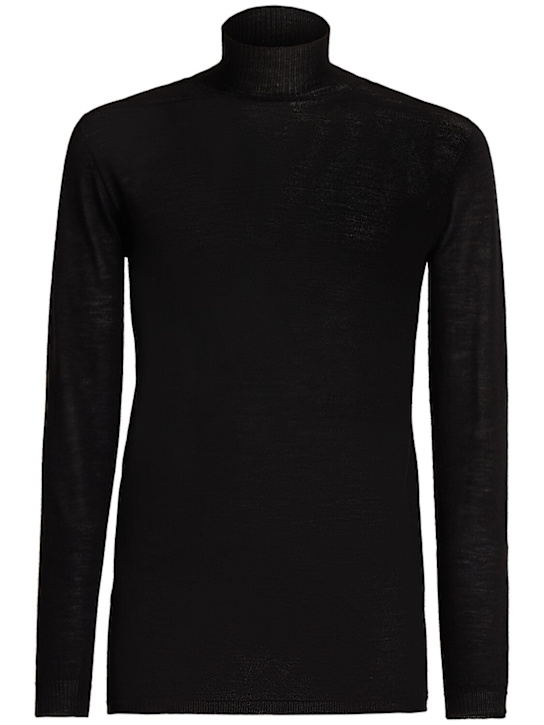 Rick Owens: Level turtleneck wool knit top - Black - men_0 | Luisa Via Roma