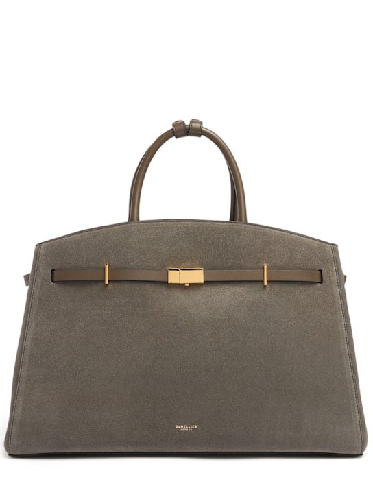 DeMellier: The Hudson suede top handle bag - Deep Olive - women_0 | Luisa Via Roma