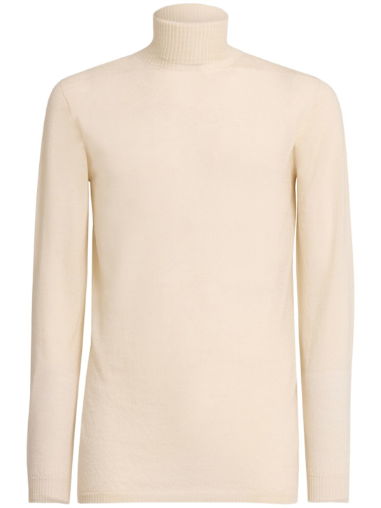 Rick Owens: Rollkragenoberteil aus Wolle „Level“ - Natural - men_0 | Luisa Via Roma