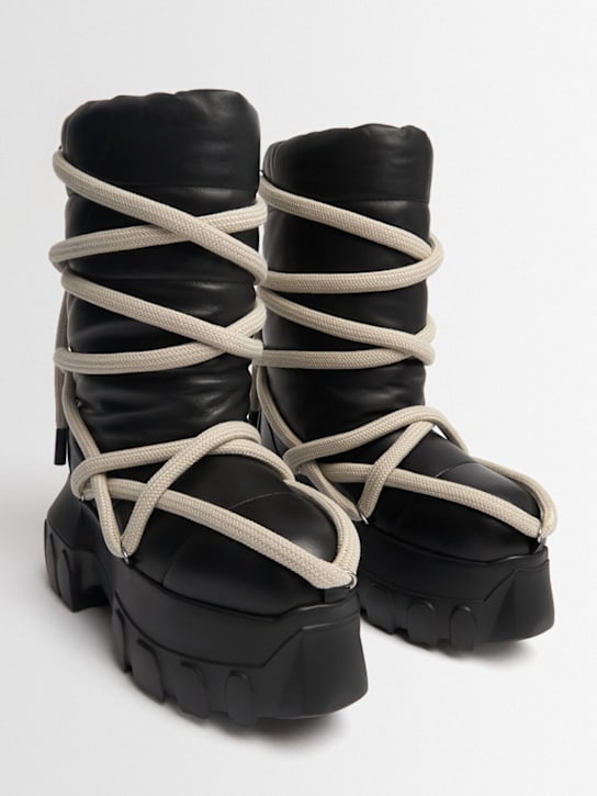Rick Owens: Lunar mega tractor leather boots - Black - men_1 | Luisa Via Roma