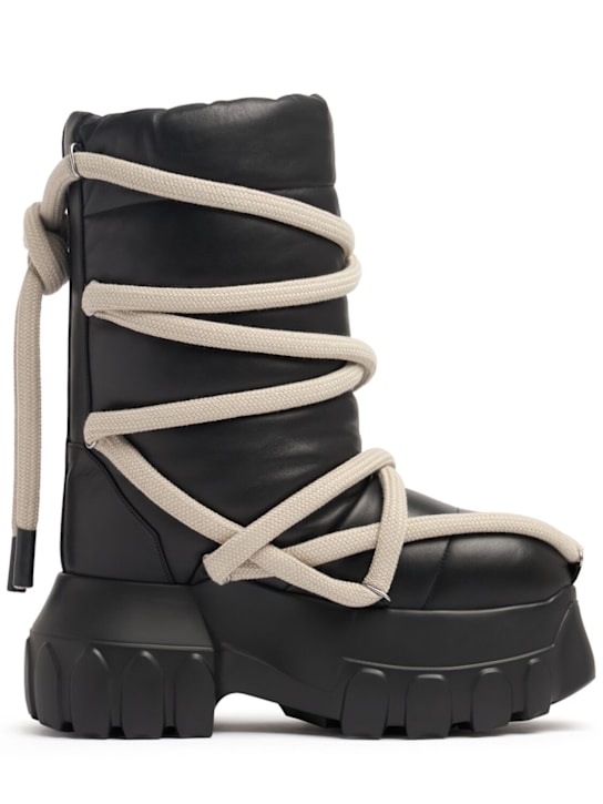 Rick Owens: Lunar mega tractor leather boots - Black - men_0 | Luisa Via Roma