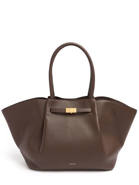 DeMellier: The New York grain leather tote bag - Mocha - women_0 | Luisa Via Roma