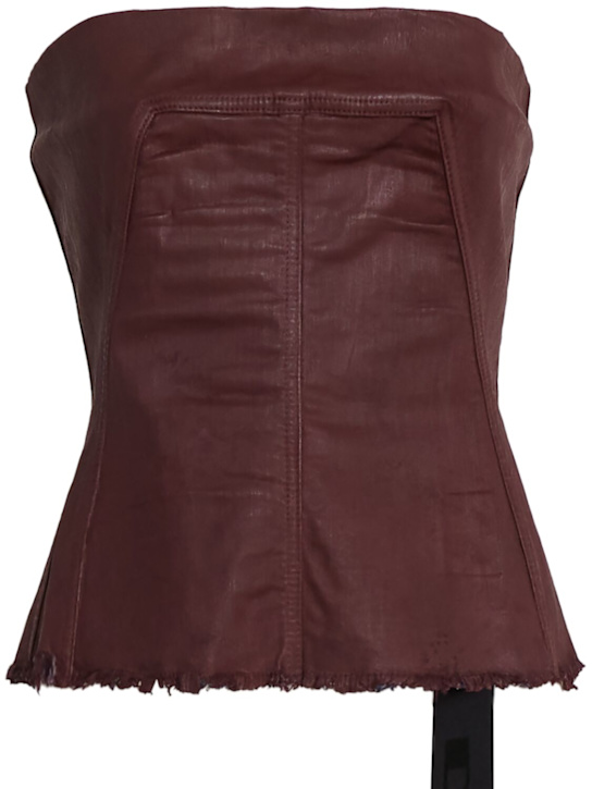 Rick Owens DRKSHDW: Denim strapless top - Burgundy - women_0 | Luisa Via Roma