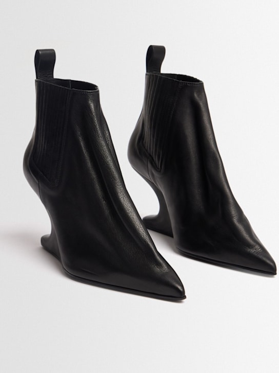 Rick Owens: 80mm Ankle Taco leather ankle boots - Black - women_1 | Luisa Via Roma